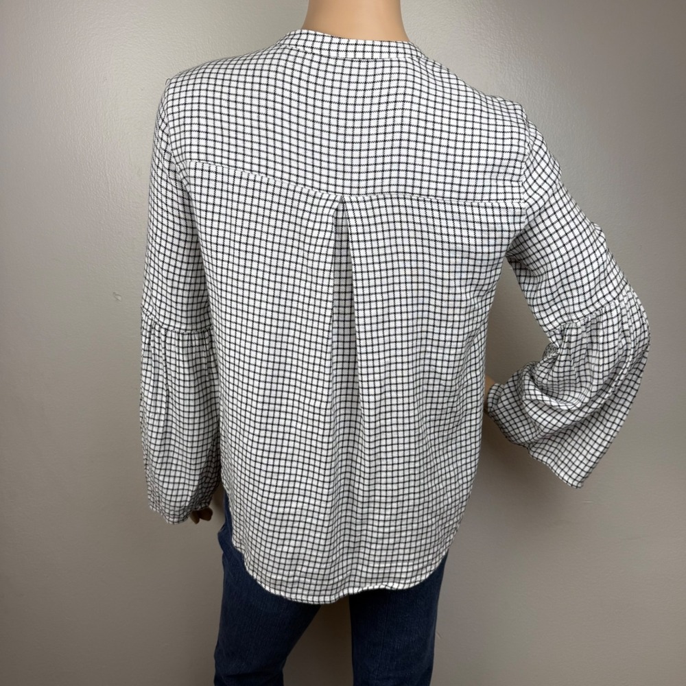 Madewell Women's Bell Sleeve Button Down Top Windowpane Sz S Boho Chic Timeless - Picture 5 of 9